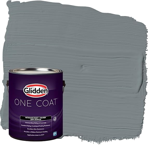 Glidden One Coat 1 gal. Garrison Gray/Grey Flat Exterior Paint with Primer