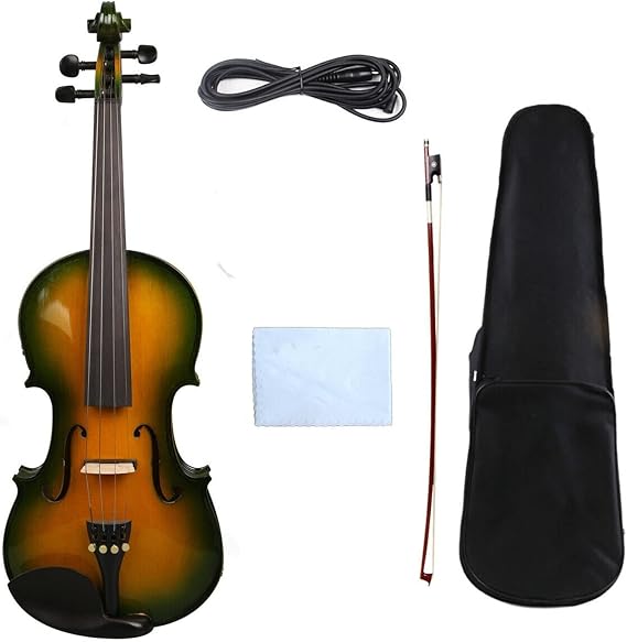 Violin 4 String 4/4 3/4 Electric Acoustic Violin Spruce+Maple Case Bow for Students Beginners Professionals (Color : Size 4 4)
