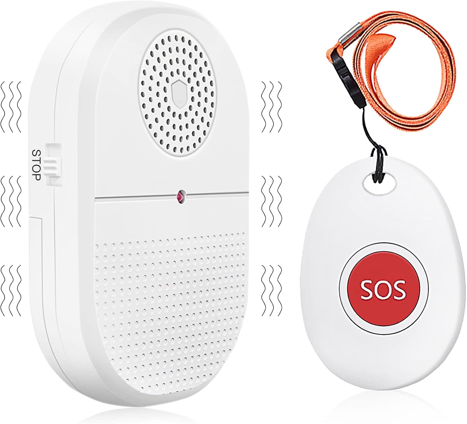 DAYTECH Personal Alarm for Elderly, Wireless Portable Vibration Caregiver Pager Panic Alarm 300ft Range Emergency Call Button for Patient with1 Portable Battery Power Receiver & 1 Call Button