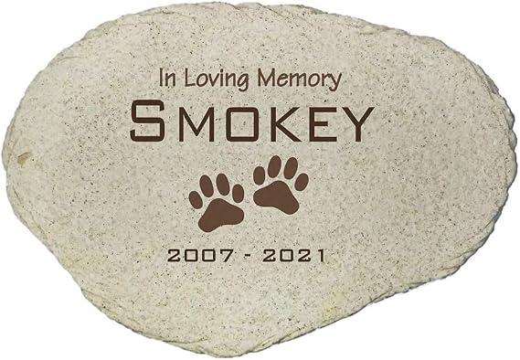 GiftsForYouNow in Loving Memory Personalized Pet Memorial Garden Stone, UV Resin Stone, Flat Design, Measures 6" W x 4.5" H, Paw Print Memorial, Dog Headstone, Loss of Dog