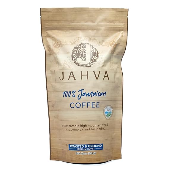 Jahva 100% Jamaican Coffee Medium Roasted and Ground from Jamaica (16oz.)