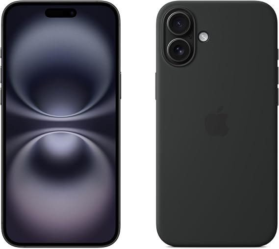 Apple iPhone 16 Plus 256GB: 5G Mobile phone with Apple Intelligence - Black + Silicone Case with MagSafe - Black
