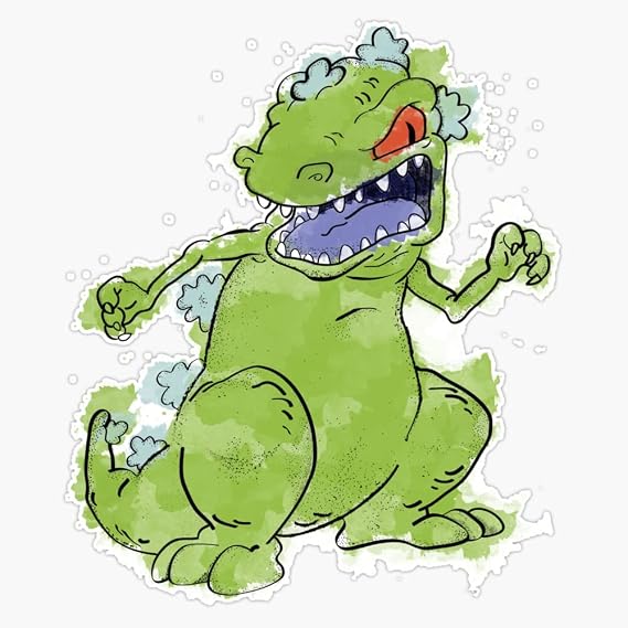Reptar Color Cartoon Dinosaur Monster Green T-Rex Rugrats 90s Nostalgia Show Character Roaring Design 5" Vinyl Decal Bumper Sticker