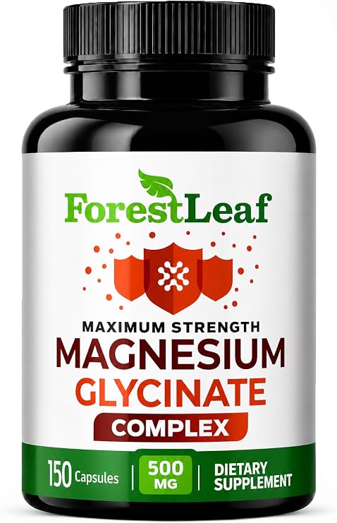 Magnesium Glycinate 500mg Complex - Magnesium Supplement Capsules for Sleep and Calmness - Non-GMO, 3rd Party Tested - 150 Pills for Women & Men by ForestLeaf