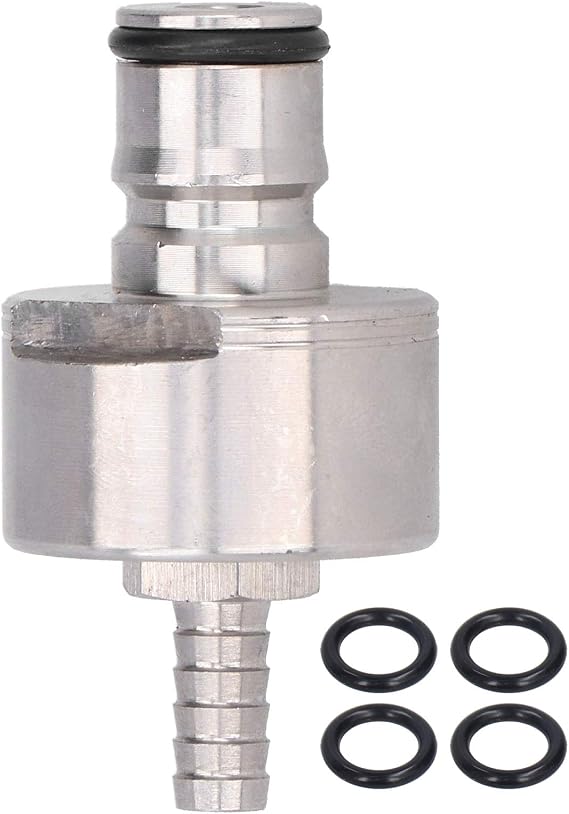 Stainless Steel Carbonation Cap, 2 PCS Ball Lock Keg Post 0.3in Beer Line Nipple Barb and CO2 Coupling for Soda Drink Bottle Filling Cap with O Rings (1 piece)