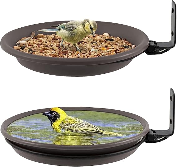 2 Piece Bird Bath for Garden, Wall Mounted Bird Feeder, Hanging Bird Bath, Fence Deck Bird Feeder Tray, Attracting Wild Birds, Bird Table Bird Water Feeder for Installed on Trees,Balcony,Outdoor Walls
