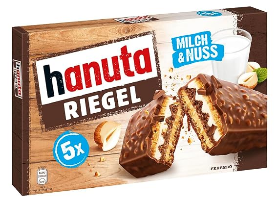 Ferrero Hanuta Riegel Bars 5 pieces 173g Crunchy Candy Wafers