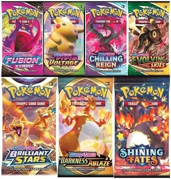 Pokemon TCG: Authentic Factory Sealed Booster Pack (Includes Mystery Card Bundle - V/VMAX 1 in 3 - Bonus Free Protective Card Holder!)