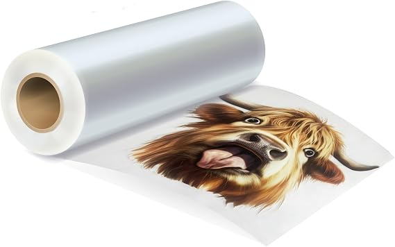 GOZYE DTF Transfer Film Roll - 13inch x 328 ft Double Sided Glossy, Hot & Cold Peel, Clear PreTreat PET Heat Premium A3 Transfer Paper Roll for Direct on T-Shirts Textile