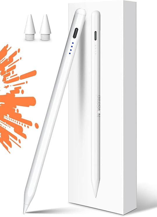 NovStrap iPad Compatible Stylus Pen Tablet Pen,iPad Pro 11/13 inch M4,iPad Air 11/13 inch M2,iPad 11/10/9/8/7 10.2,iPad Air 5/4 10.9,iPad Pro 12.9,iPad Mini 6/5 Palm With Tilt Sensor Rejection