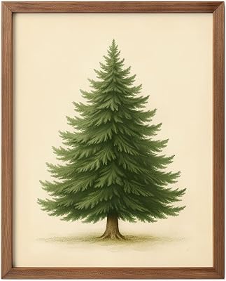 TSDTUO UNFRAMED Vintage Christmas Tree Print, Winter Evergreen Tree Wall Art, Moody Winter Wall Art Farmhouse Print, Antique Holiday Home Decor 11x14 INCH