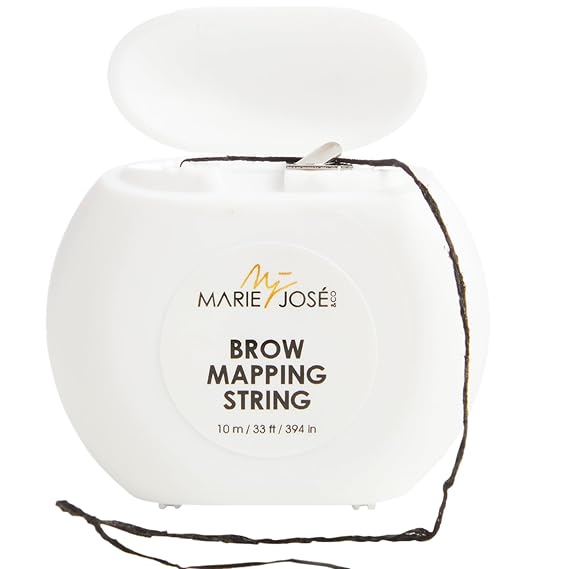 Marie-Jose Black Brow Mapping String Pre-Inked Bamboo Thread for Eyebrow Mapping| Professional Precision Tool for Brow Artist & Stylist | (33ft) | Bonus: Free White String!