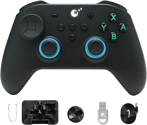 GuliKit TT Pro Wireless Game Controller, Bluetooth,Hyperlink Wireless Adapter,Wired, Anti-Drift 720°TMR Joysticks, for Switch/2/PC/Android/iOS,Black