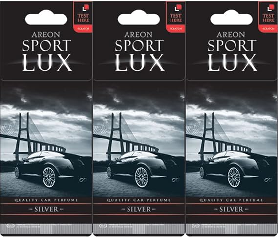 Areon Sport Lux - Luxury Hanging Car Air Freshener - Silver Scent (Pack of 3)