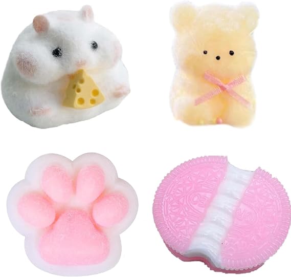 4 PCS Taba Squishy Kit, Taba Squishy, Fufu Squishy, Taba Squishy Paw, Hamster Toys, Squishy Hamster, Stress Relief Squishy Toys, Sensory Fidget Toys, Party Bag Fillers for Adult ﻿