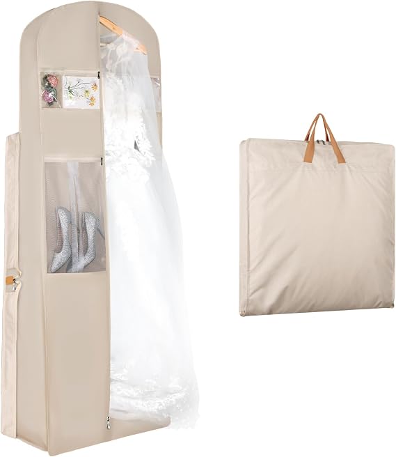 Zilink Wedding Dress Garment Bag Dress Bags for Gowns 72 in, Beige