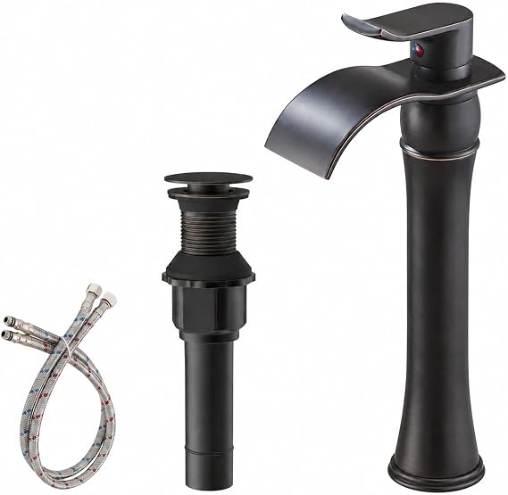 BWE Oil Rubbed Bronze Bathroom Vessel Sink Faucet 1 Hole, Vintage Farmhouse