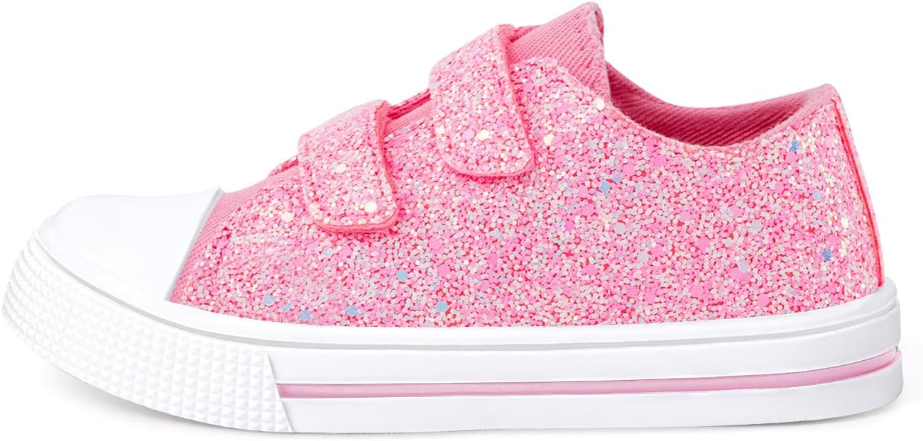 Kids Canvas Trainers, Boys Girls Easy Fasten Shoes | Hook-and-Loop, Low-Top, Casual Walking, Lightweight, School, Girls Boys