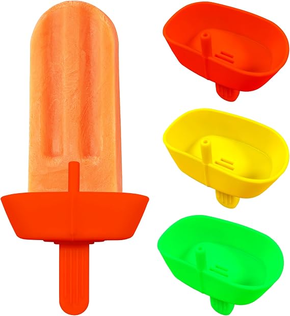 3PCS Drip Free Silicone Popsicle Holder, Reusable Deformable & Easy Carry Popcical Holder, Silicone burr-free safety Mess Free Frozen Treats Holder with Straw Popsicle Holder for Kids (3 colors)
