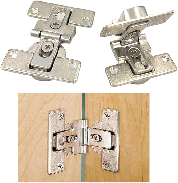 2-Piece 180 Degree Flush Folding Hidden Cabinet Hinges - 90 Degree Adjustable Closet Link Door Hinges