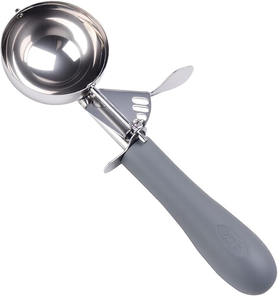 Fayomir 4 OZ Scoop, #8 Disher, Large Ice Cream Scoop with Trigger, Muffin Scoop, Large Cookie Scoops for Baking, Grey Handle, With Trigger for Portion Control