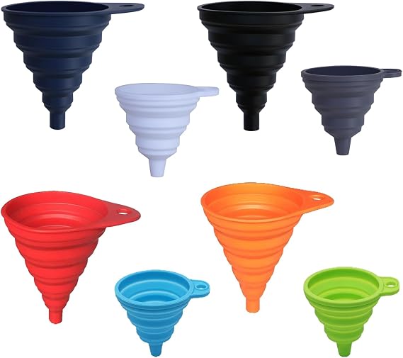 KongNai Collapsible Silicone Funnels 4 Pack + Collapsible Silicone Funnels 4 Pack
