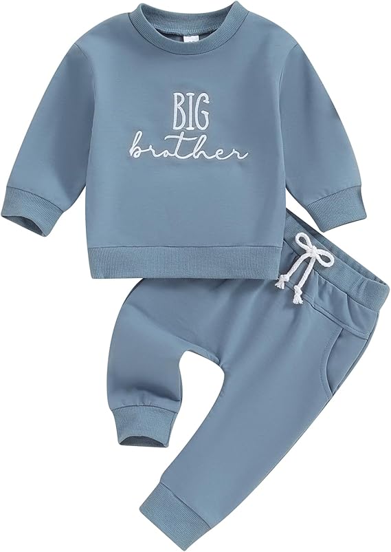 Bonangber Sibling Matching Outfits Newborn Toddler Baby Long Sleeve Crewneck Sweatshirt with Pants Cute Fall Winter Clothes