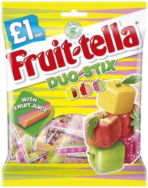 Fruittella Duo Stix with Fruit Juice Bag - Pack of 12 x 135G