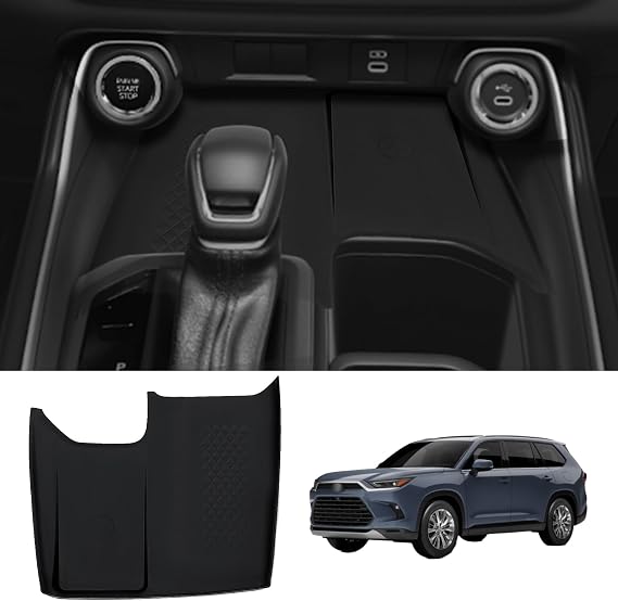 Wireless Charging Anti-Slip Mat for Grand Highlander 2024 2025 2026, Black Silicone Protective Pad Liners for Grand Highlander Accessories
