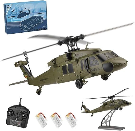 WL K170 RC Helicopter for Adults, UH-60L 170 Size 2.4G 4CH Flybarless Remote Controlled Aircraft Plane with Display Stand and Helipad, One-Key Takeoff/Landing, Outdoor Hobby RC Model
