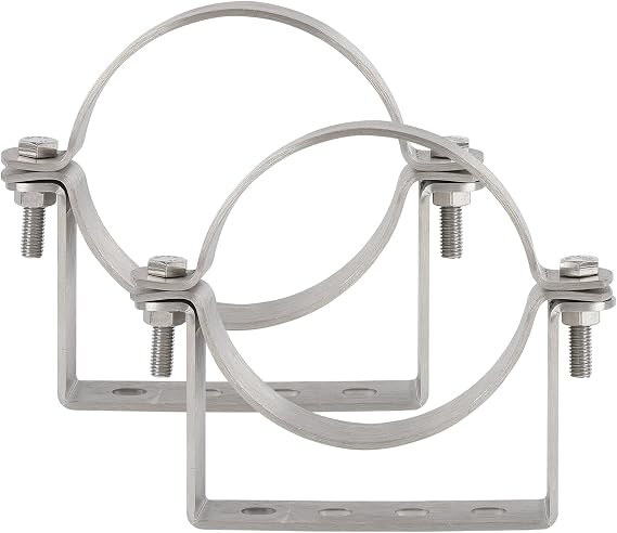 304 Stainless Steel 4-1/4 Inch Rigid Split Ring Hanger, B Vent Wall Strap, Round Gas Vent Pipe Strap, Heavy Duty Split Ring Pipe Hanger (2 Pcs)