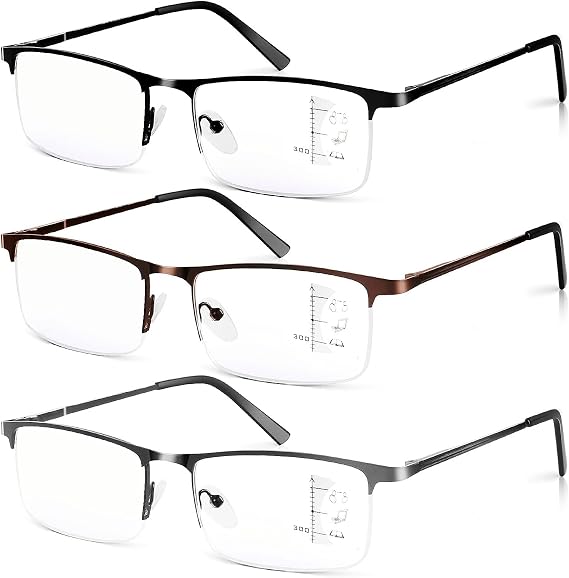 Men's Classic Reader,ultralight Half Frame Progressive Multifocus Reading Glasses 1.0