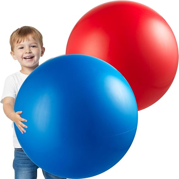 PlayBolt Jumbo 18-Inch Playground Balls for Kids (2 Pack, Red & Blue)