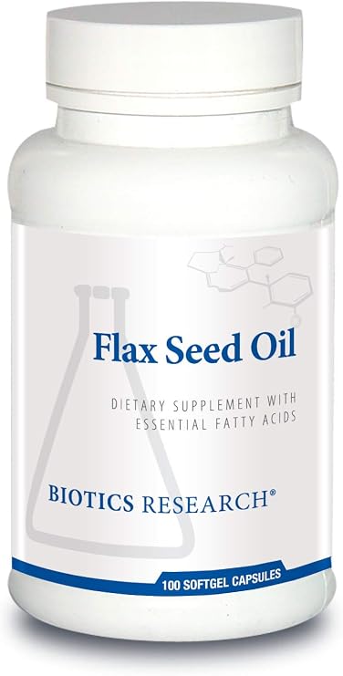 BIOTICS RESEARCH Flax Seed Oil, 1000mg Pure Flax Seed Oil, 100 Softgels