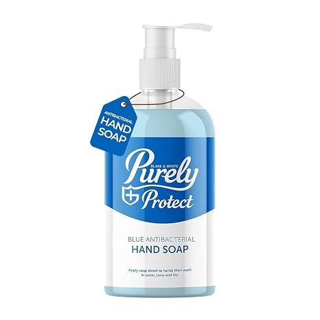 Blake & White Antibacterial Hand Soap 500ml -Purely Protect Blue Handwash Liquid Soap for Home, Office,Kitchens and Washrooms-Unscented Hand Wash to Kill 99.9percent of Germs and Bacteria-Pack of 1