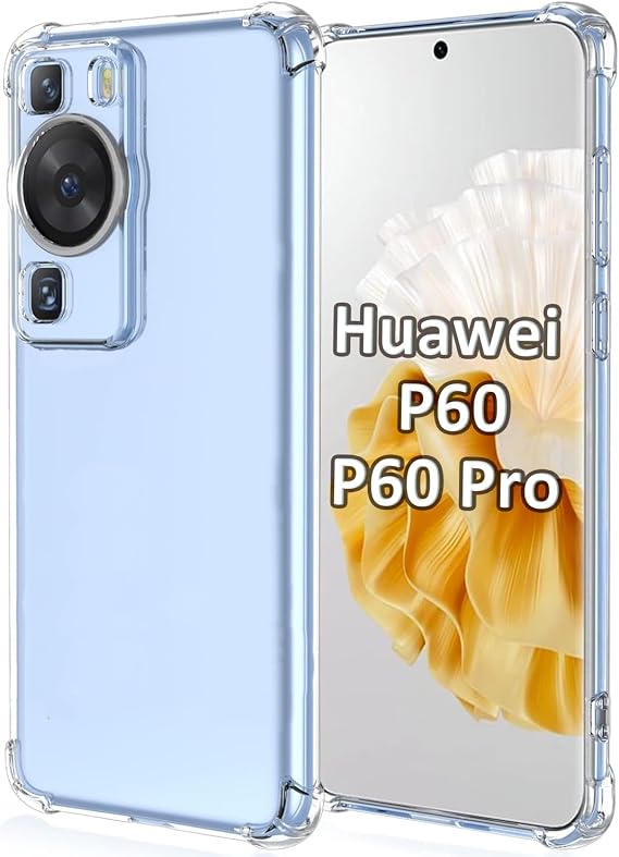USTIYA Case for Huawei P60 Pro y Huawei P60 Clear TPU Four Corners Protective Cover Transparent Soft