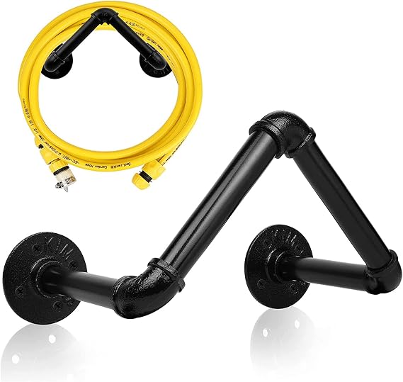 Garden Hose Holder Wall Mount, Outdoor Heavy Duty Metal Hose Hanger Organizer, Iron Pipe Water Hose Stand, Holds Up to 150 Ft of 5/8 Inch Hose Within 100Lbs
