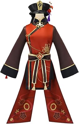 Moalioi Hu Tao Cosplay Costume Halloween Outfit Party Suit Hat Wig