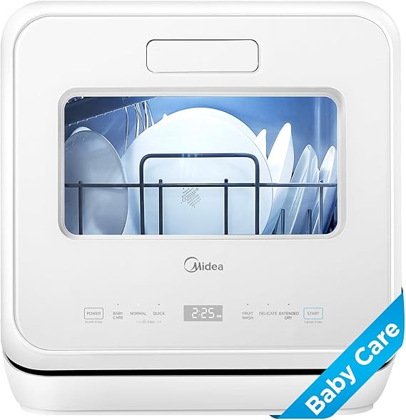 Midea Countertop Dishwasher with 1.32Gal Tank, Baby Care, 5+1 Programs