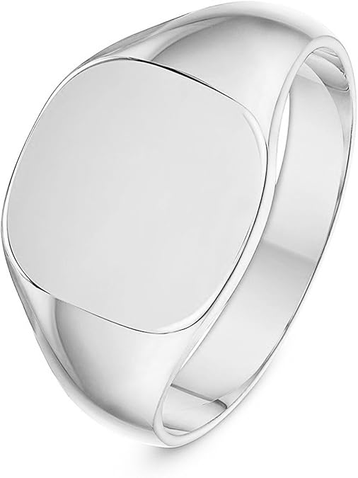 LANDA JEWEL Unisex Sterling Silver Cushion or Oval Shape Heavy Weight Polished Signet Ring