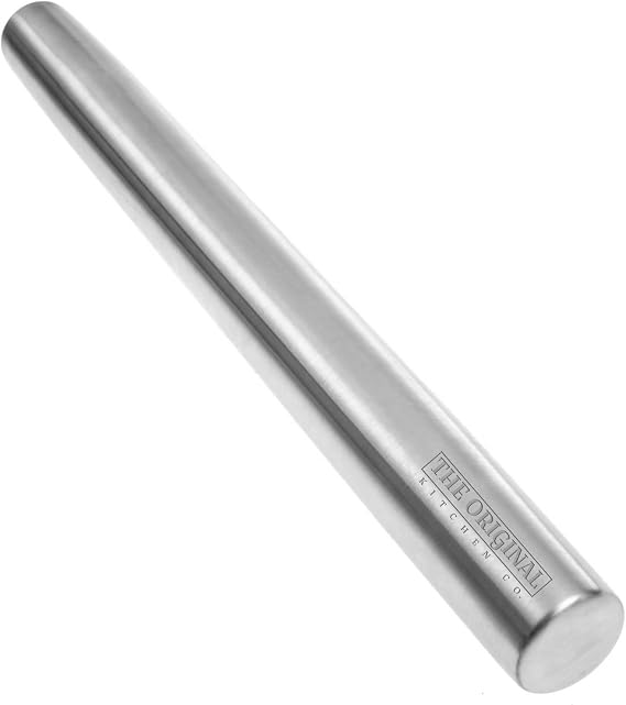 The Original Stainless Steel Rolling Pin Featuring a Non-Stick Surface Perfect for Making Pasta, Cookies, Ravioli and Pizza