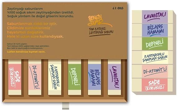 Rengin'in Zeytinyağı Sabunu Seçkisi (6 Adet 100 G) - Hediyelik Kutu