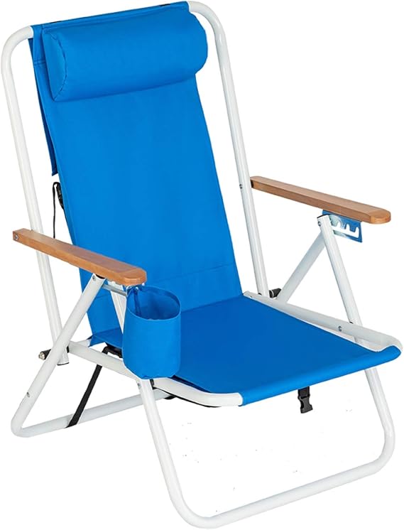 Classic Folding Backpack Beach Chair, Waterside Backpack Beach Chair, Folding Beach Chair, Aluminum Lightweight and Portable Foldable Outdoor Camping Chair Backpack Outdoor Chair