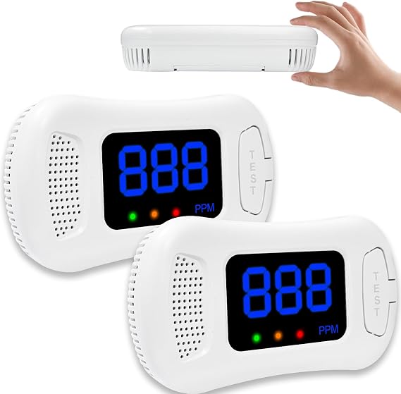 2 Pack Carbon Monoxide Detectors,Carbon Monoxide alarm,CO Alarm Detector with Digital Display,Carbon Monoxide Alarms for Home Safety(Batteries Not Included)
