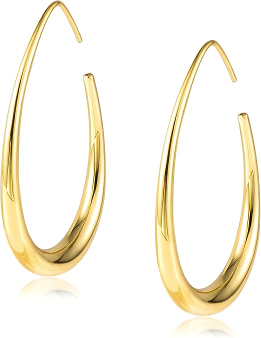 Gold Oval Hoop Earrings for Women Trendy Gold Large Hoop Earrings