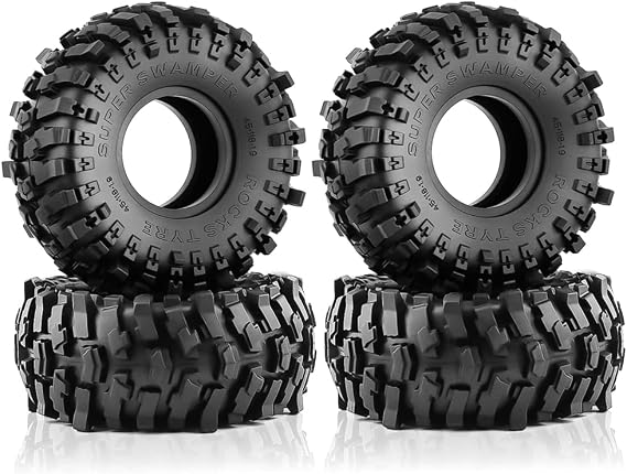 1.9 RC Crawler Tires 118mm Soft RC Rubber Tires with Foam Inserts 1/10 RC Crawler Car for Traxxas TRX4 Axial SCX10 SCX10 II RC4WD D90 D110 TF2 Tamiya CC01 Gen8 4-Pack