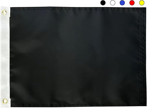 AMZFLAG Solid Black Flag 12x18 Inch Vivid Color Small Plain Black Banner with 2 Brass Grommets