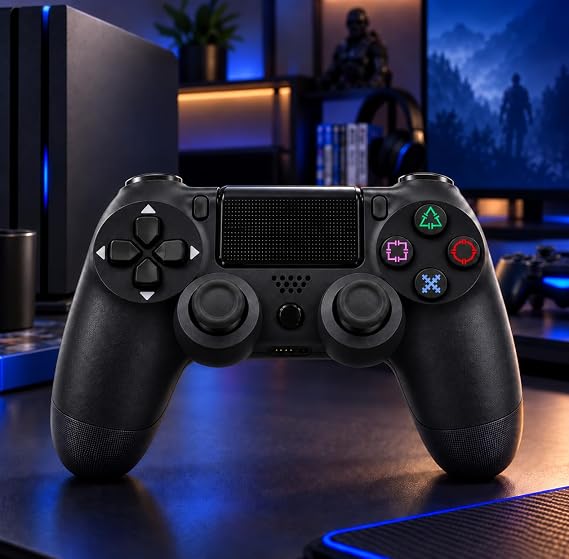 Elite Black Kablosuz Oyun Kolu, Bluetooth Gamepad, PS4/PC/Android TV Uyumlu, Çift Titreşimli, Şarj Edilebilir