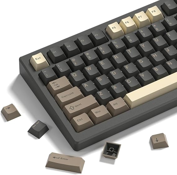 Keycaps 138 Double Shot Cherry PBT Keycaps Brown Grey