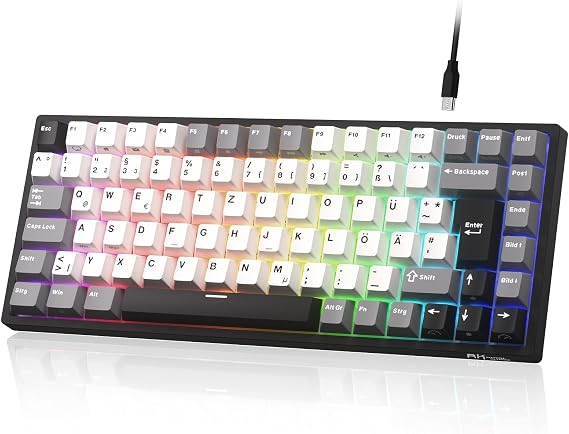 RK ROYAL KLUDGE RK84DE Wired 75% RGB Hot Swap Gaming Keyboard QWERTZ